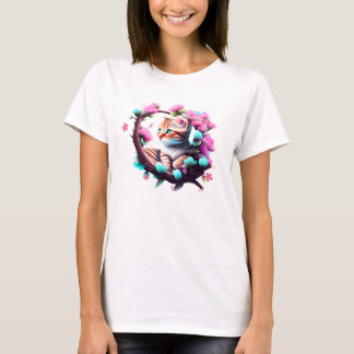 Camiseta T-Shirt Acrílico De Gato De Flor Cugado