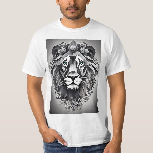 Camiseta T-shirt adorável para homens com leões design (Frente)