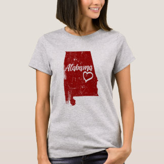 Camiseta T-shirt afligido amor do vintage do estado do AL
