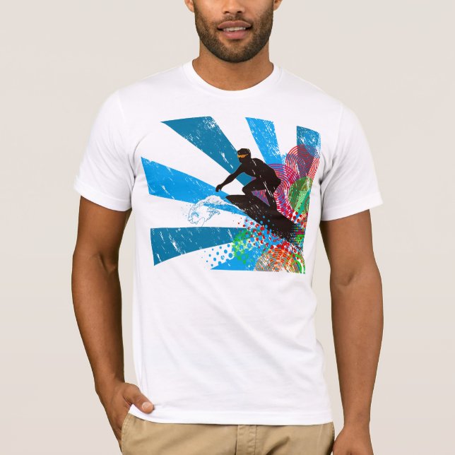 Camiseta T-shirt afligido do paraíso do surfista (Frente)