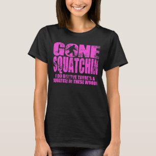 Camiseta T-shirt afligido ido do rosa quente de Squatchin