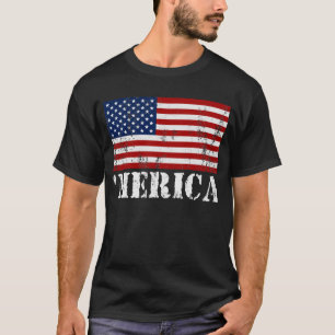 Camiseta T-shirt afligido MERICA da bandeira dos E.U. '
