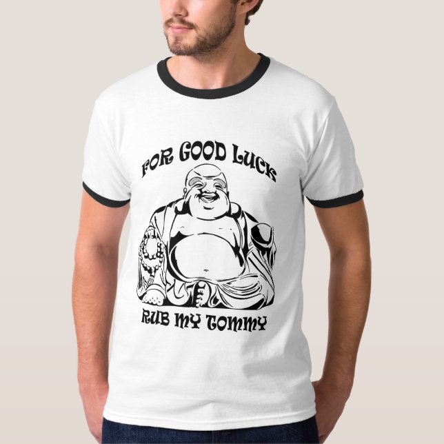 Camiseta T-shirt afortunado dos homens de Buddha (Frente)