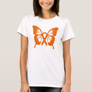 Camiseta T-shirt alaranjado da borboleta da leucemia