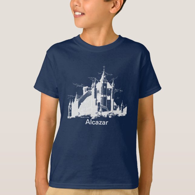 Camiseta t-shirt - Alcazar (branco no escuro) (Frente)