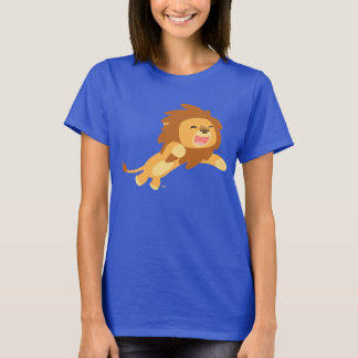 Camiseta T-shirt alegre bonito das mulheres do leão dos