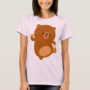 Camiseta T-shirt alegre bonito das mulheres do urso dos