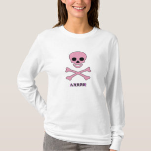 Camiseta T-shirt alegre cor-de-rosa do pirata de Roger