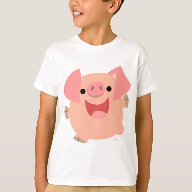 Camiseta T-shirt alegre das crianças do porco dos desenhos (Frente)