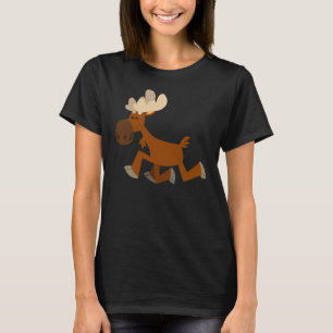 Camiseta T-shirt alegre das mulheres dos alces dos desenhos