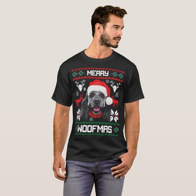 Camiseta T-shirt alegre do Natal de cocker spaniel Woofmas (Frente Completa)