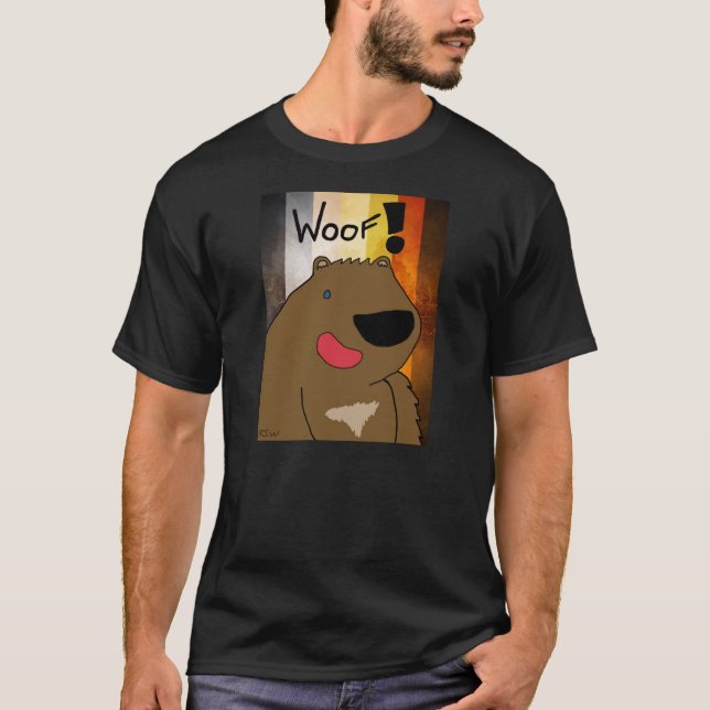 Camiseta T-shirt alegre do Woof do urso dos desenhos (Frente)