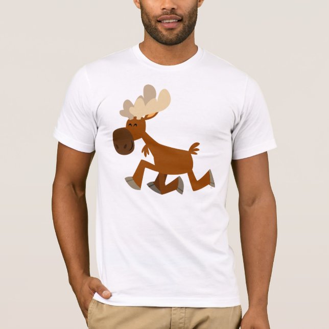 Camiseta T-shirt alegre dos alces dos desenhos animados (Frente)