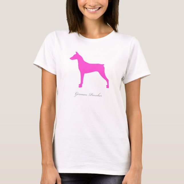 Camiseta T-shirt alemão do Pinscher (versão entrada rosa) (Frente)
