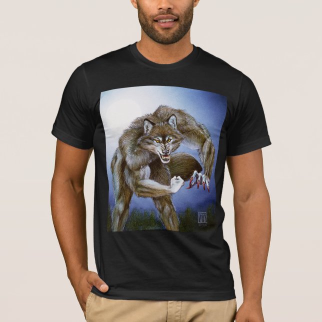 Camiseta T-shirt alfa do homem-lobo Snarling (Frente)