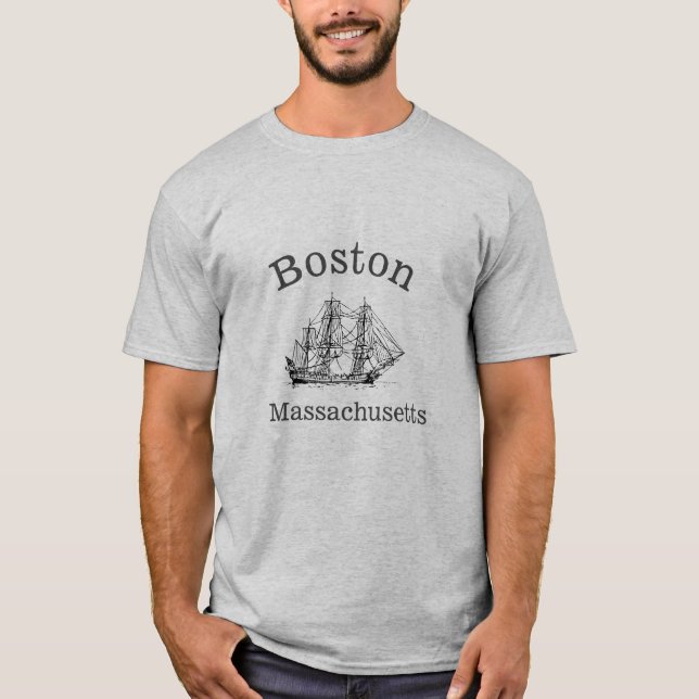 Camiseta T-shirt alto do barco do navio de Boston (Frente)