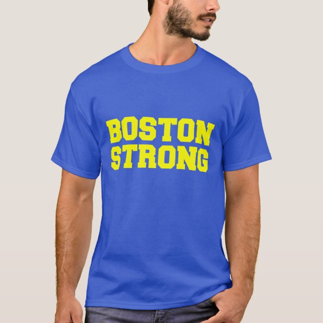 Camiseta t-shirt amarelo azul forte de Boston (Frente)
