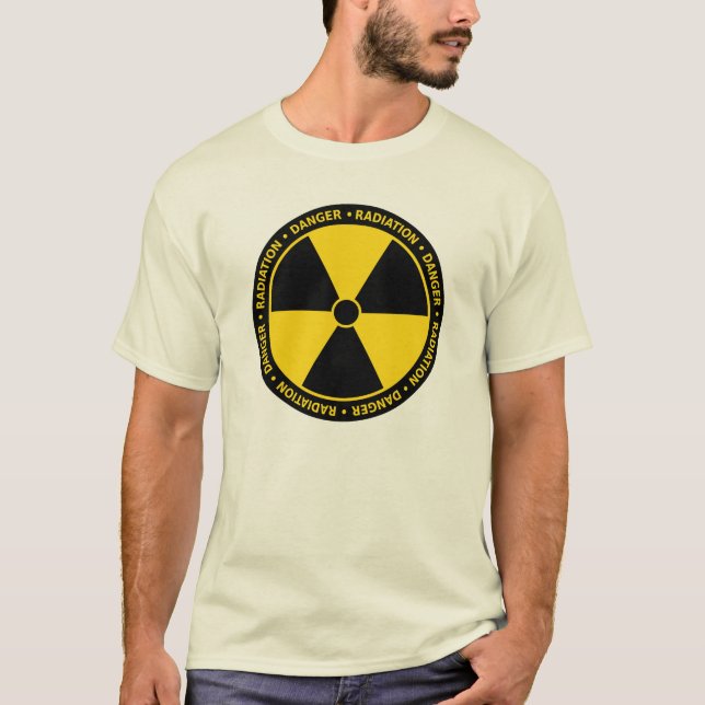 Camiseta T-shirt amarelo do símbolo da radiação (Frente)