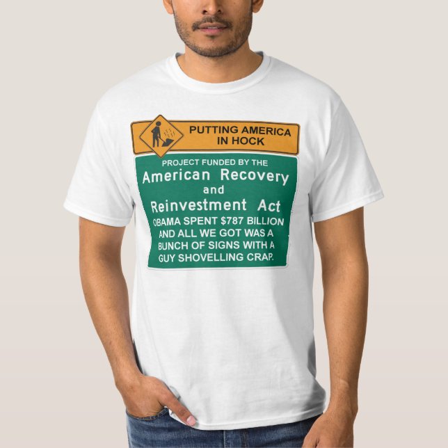 Camiseta T-shirt americano da recuperação - anti Barack (Frente)