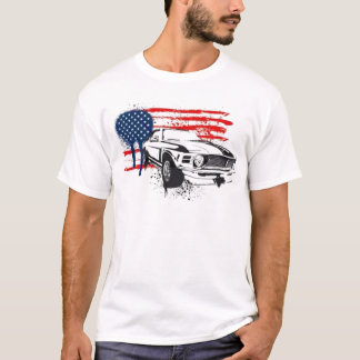 Camiseta T-shirt americano do carro de Camaro da bandeira