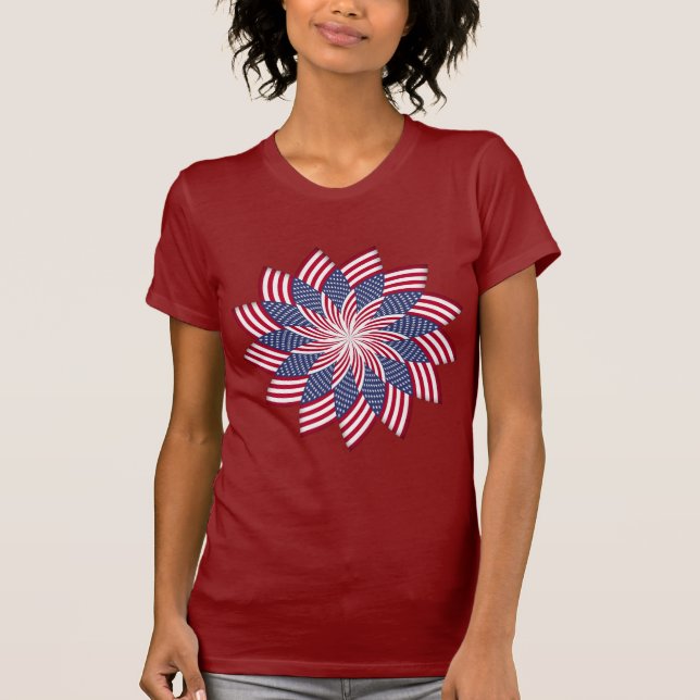 Camiseta T-shirt americano do Pinwheel (escuro) (Frente)