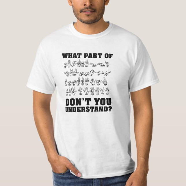 Camiseta T-shirt americano engraçado do linguagem gestual (Frente)