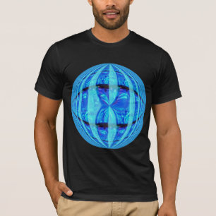 Camiseta T-shirt americano redondo azul do roupa da esfera
