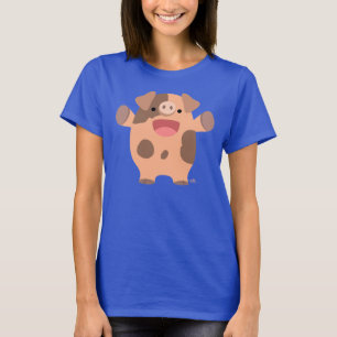 Camiseta T-shirt amigável bonito das mulheres do porco dos