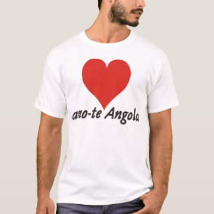 Camiseta T-shirt - amo-te Angola - de coração - branca