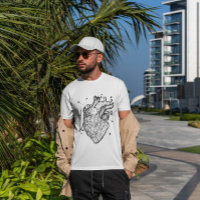 t-shirt anatômica de desenho cardíaco