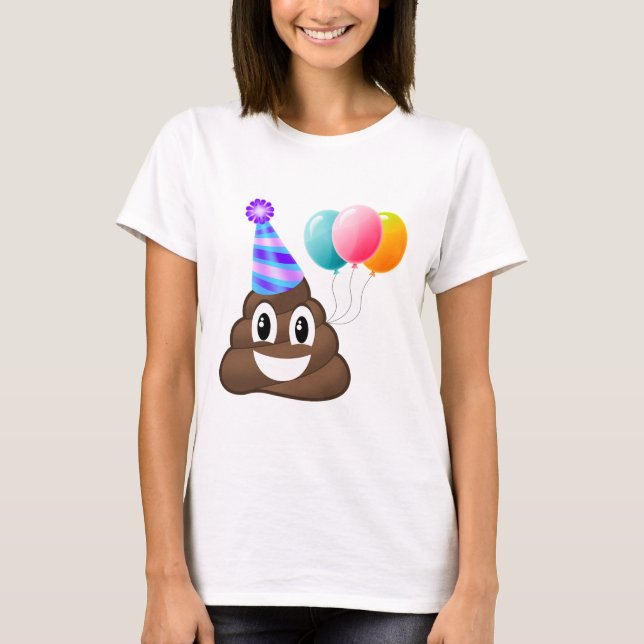 Camiseta T-shirt apto relaxado tombadilho de Emoji da festa (Frente)