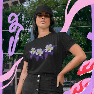 Camiseta T-shirt aquilégia da obscuridade das flores roxas