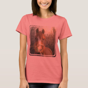 Camiseta T-shirt árabe das senhoras do cavalo da castanha