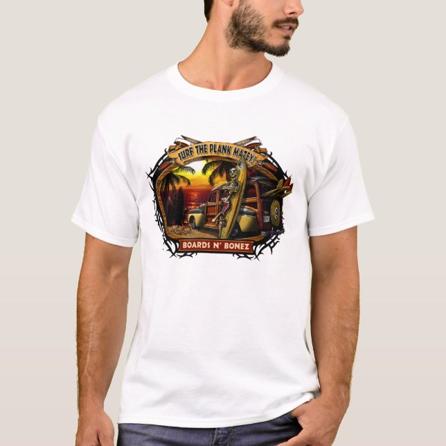 Camiseta T-shirt arborizado do por do sol de Davey Bonez (Frente)