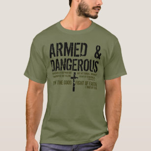 Camiseta T-shirt armado e perigoso do verso da bíblia