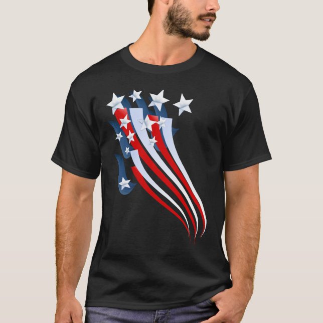 Camiseta T-shirt arrebatador da bandeira americana (Frente)