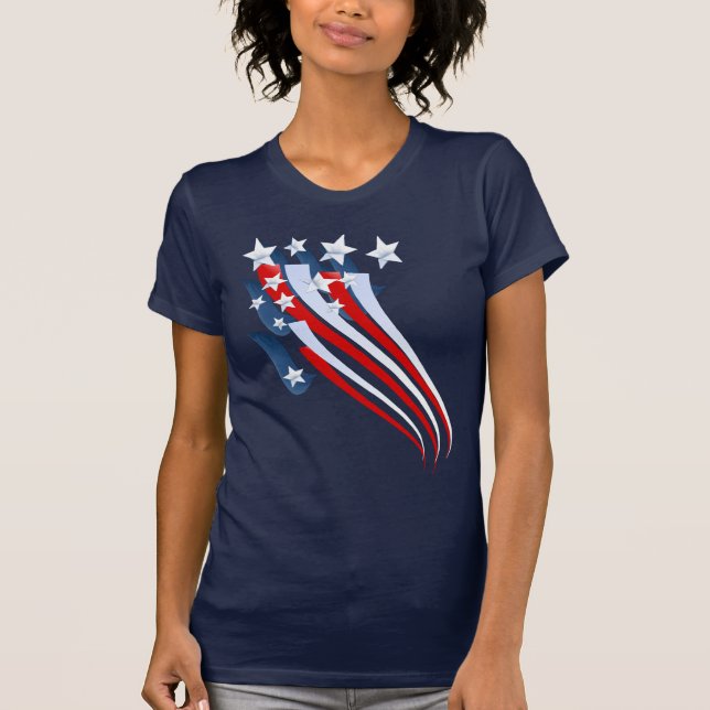 Camiseta T-shirt arrebatador da bandeira americana (Frente)