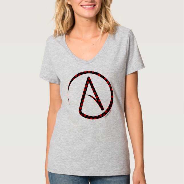 Camiseta T-shirt ateu da estrela do símbolo para mulheres (Frente)