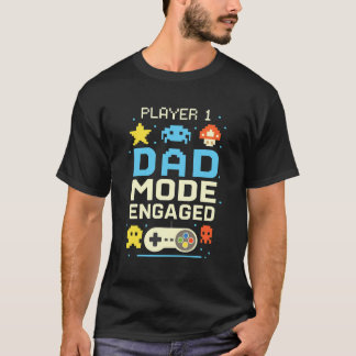 Camiseta T-shirt ativada no modo de Pai Player 1