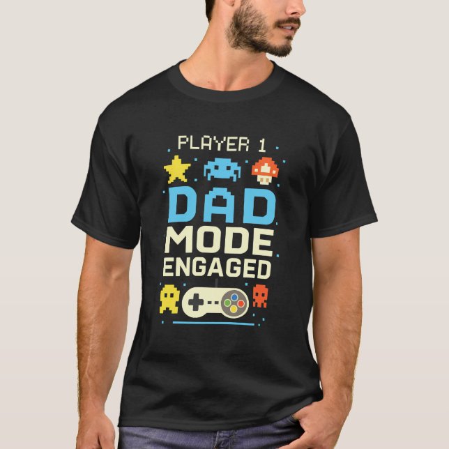 Camiseta T-shirt ativada no modo de Pai Player 1 (Frente)