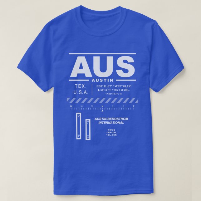 Camiseta T-Shirt Austin-Bergstrom do Aeroporto Internaciona (Frente do Design)