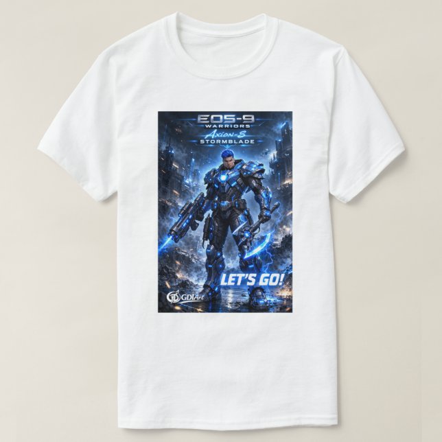 CAMISETA T-SHIRT - AXION-8 STORMBLADE - LET'S GO! (Frente do Design)