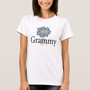 Camiseta T-shirt azul bonito de Grammy da flor