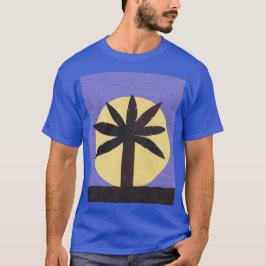 Camiseta T-shirt azul com palmeira e lua cheia