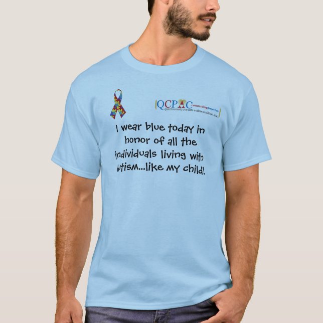 Camiseta T-shirt azul da consciência do autismo do mundo do (Frente)