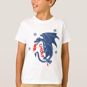 Camiseta T-shirt azul da juventude do dragão