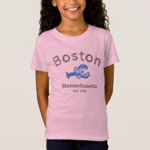 Camiseta T-shirt azul da lagosta de Boston Massachusetts,