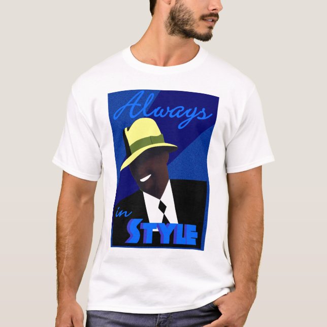 Camiseta T-shirt azul de "FEDORA" (Frente)