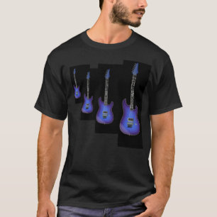 Camiseta T-shirt azul de quatro guitarra do dragão