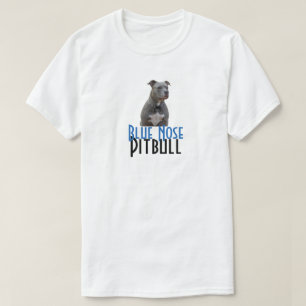 Camiseta T-shirt azul do branco de Pitbull do nariz